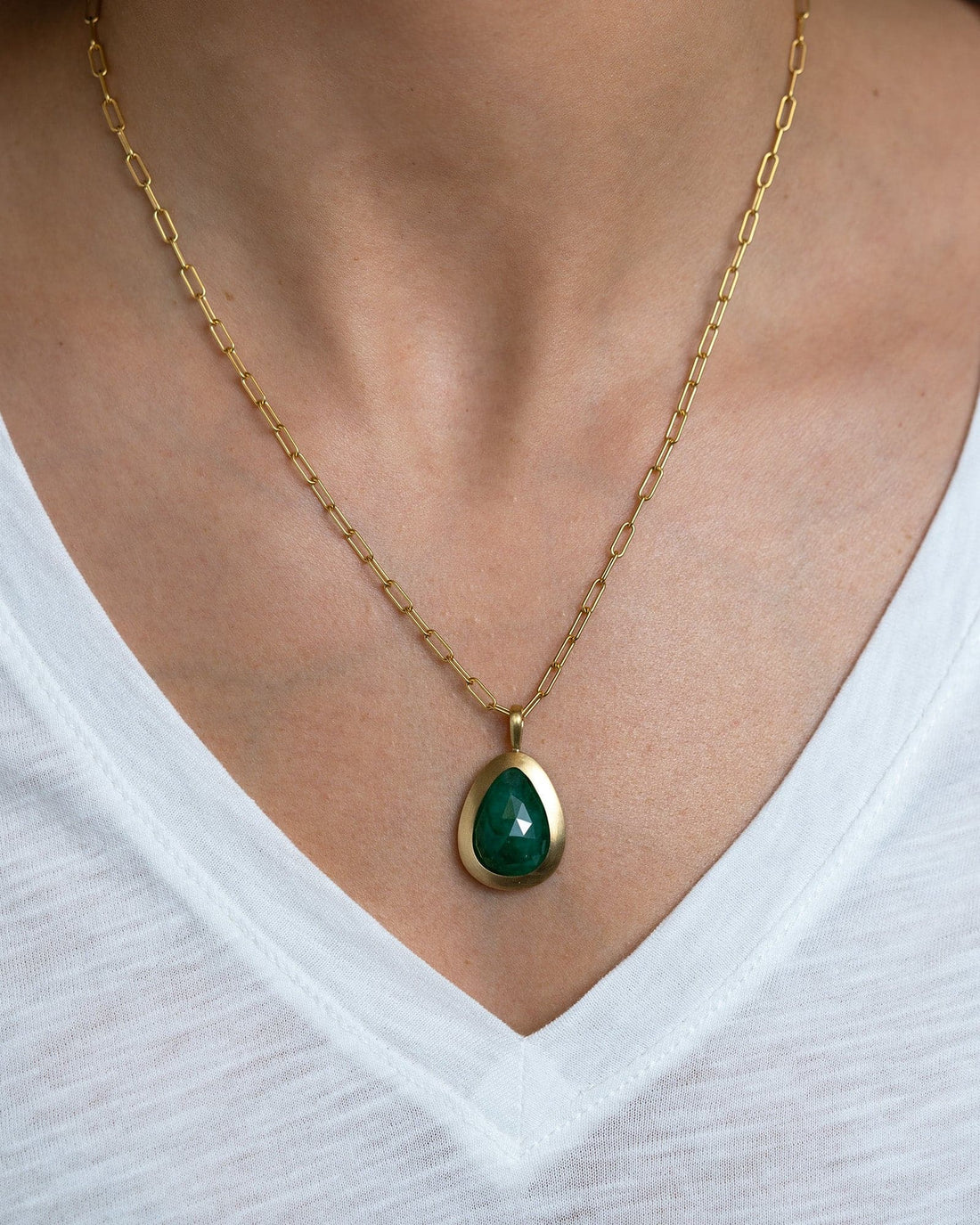 African Emerald Bezel Pendant - Skeie's Jewelers
