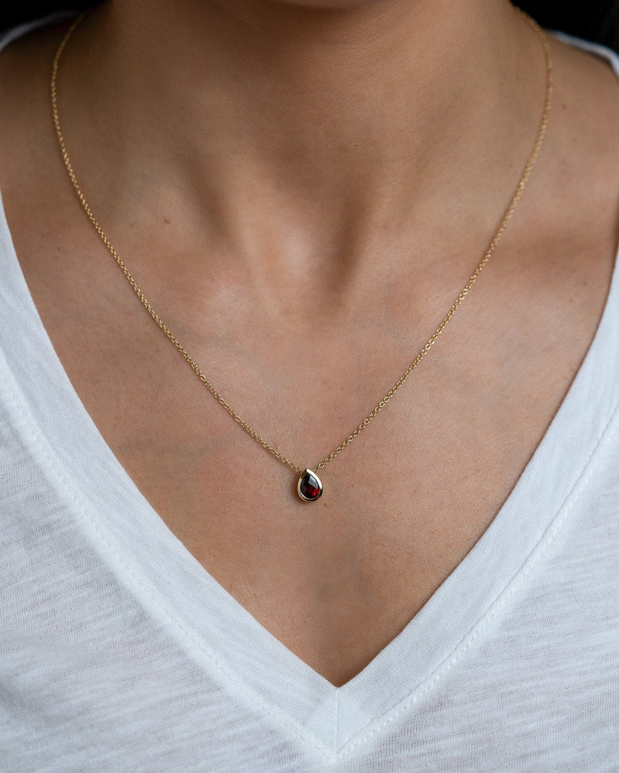Pear-Cut Garnet Pendant Necklace - Skeie's Jewelers