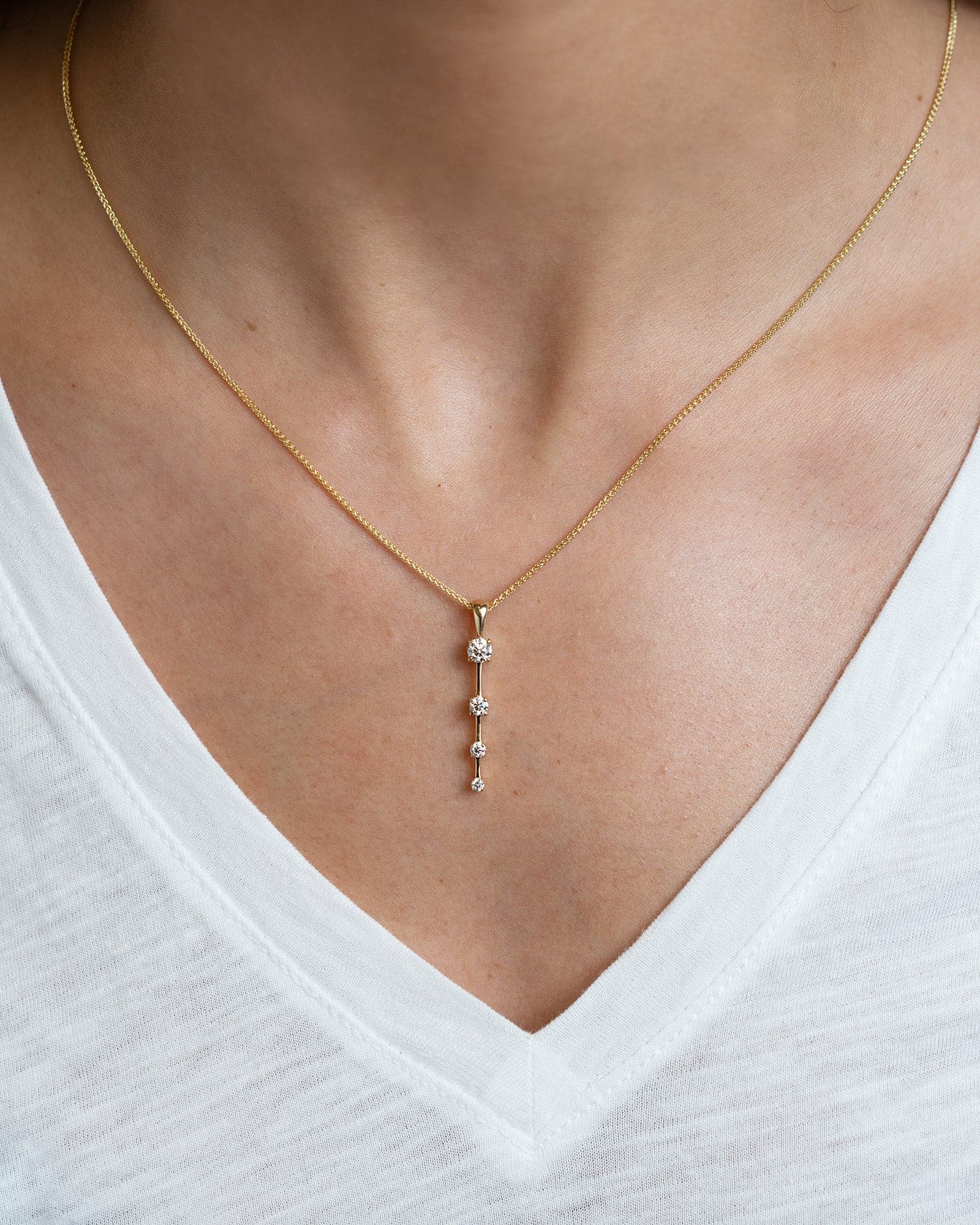 Graduated Diamond Bar Pendant - Skeie's Jewelers