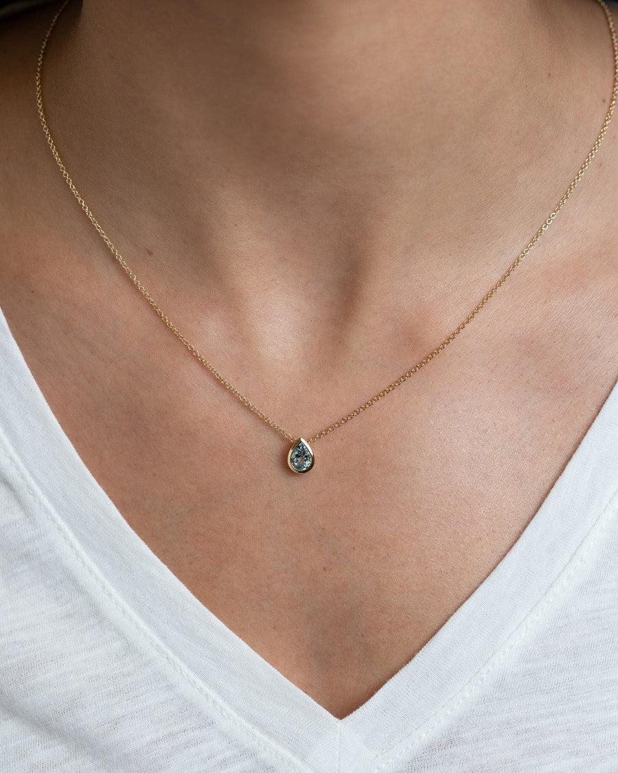 Pear-Cut Aquamarine Pendant Necklace - Skeie's Jewelers