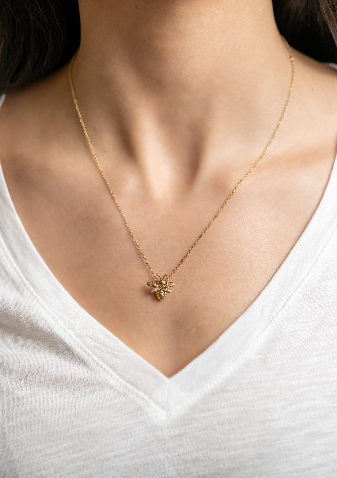 Diamond Bee Pendant Necklace by Shy Creation - Skeie's Jewelers