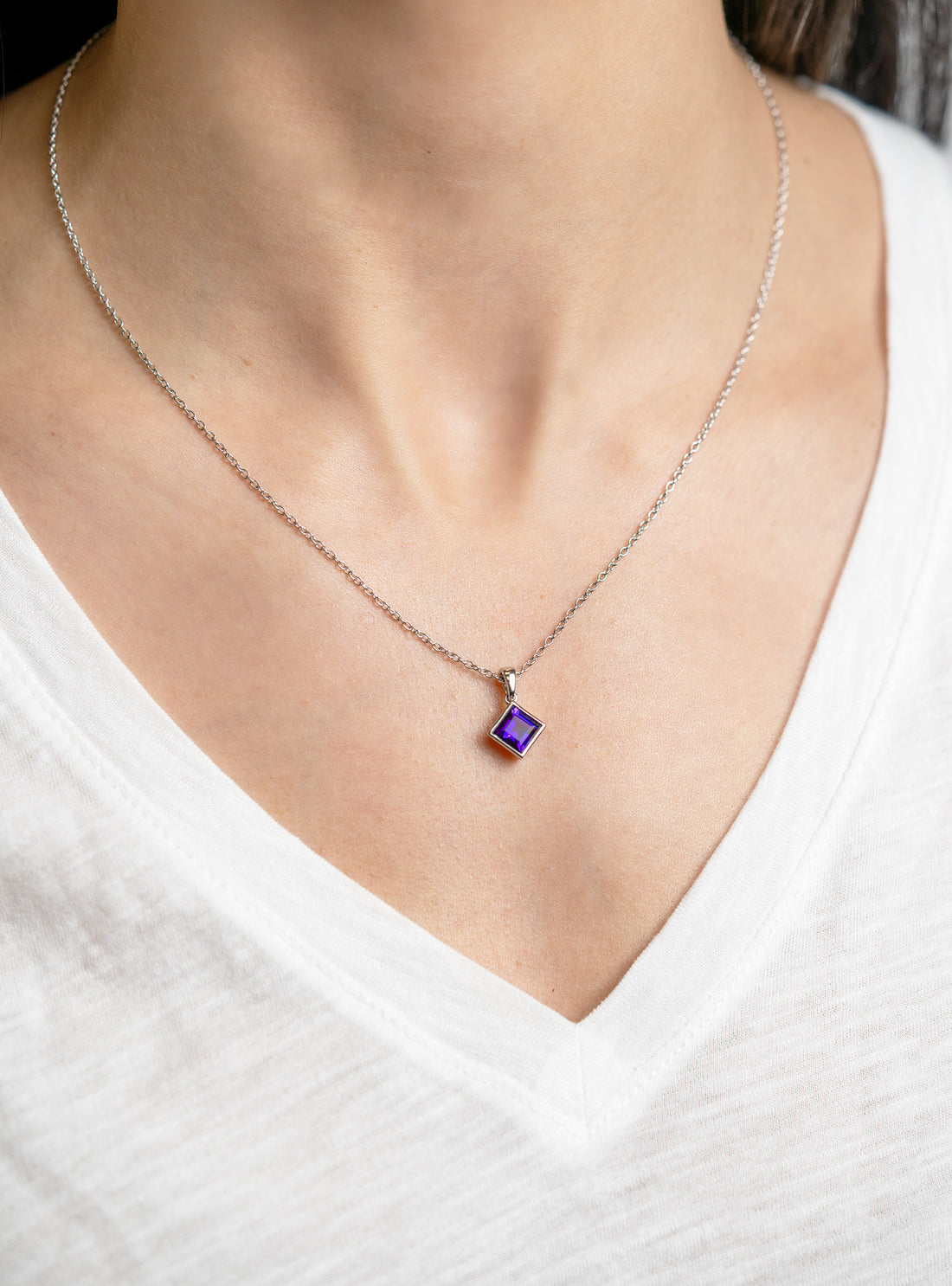Princess-Cut Amethyst Necklace - Skeie's Jewelers