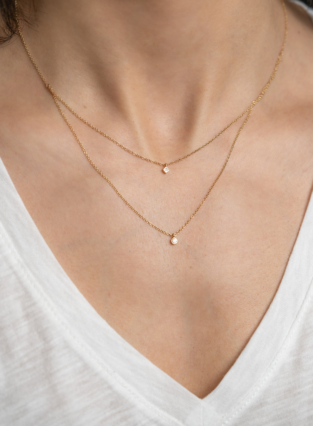 Zoë Chicco 14k Gold Layered Round And Princess Diamond Necklace - Skeie's Jewelers