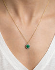 Platinum Emerald & Diamond Halo Pendant Necklace - Skeie's Jewelers