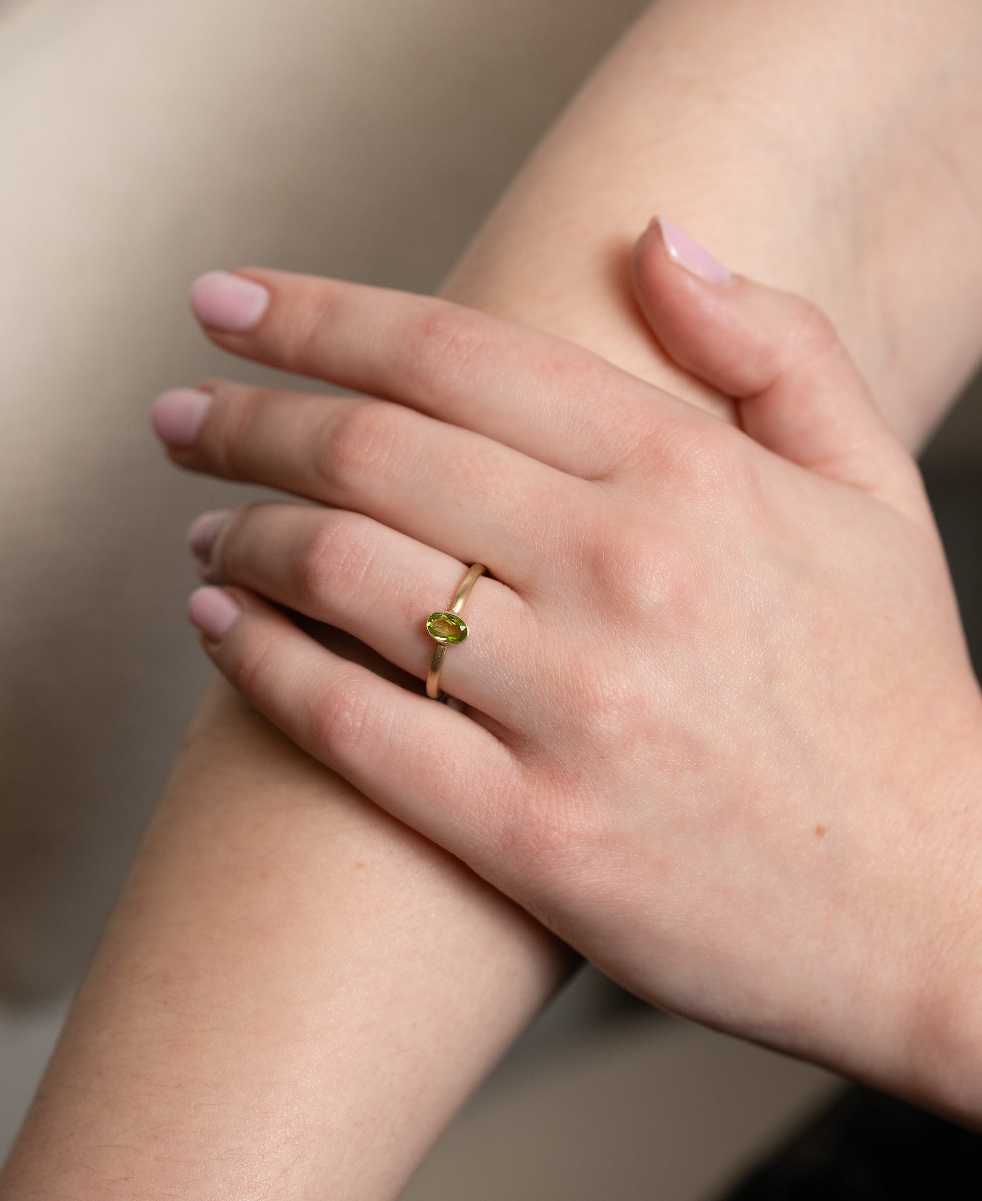 Peridot Bezel-Set Gold Ring - Skeie's Jewelers