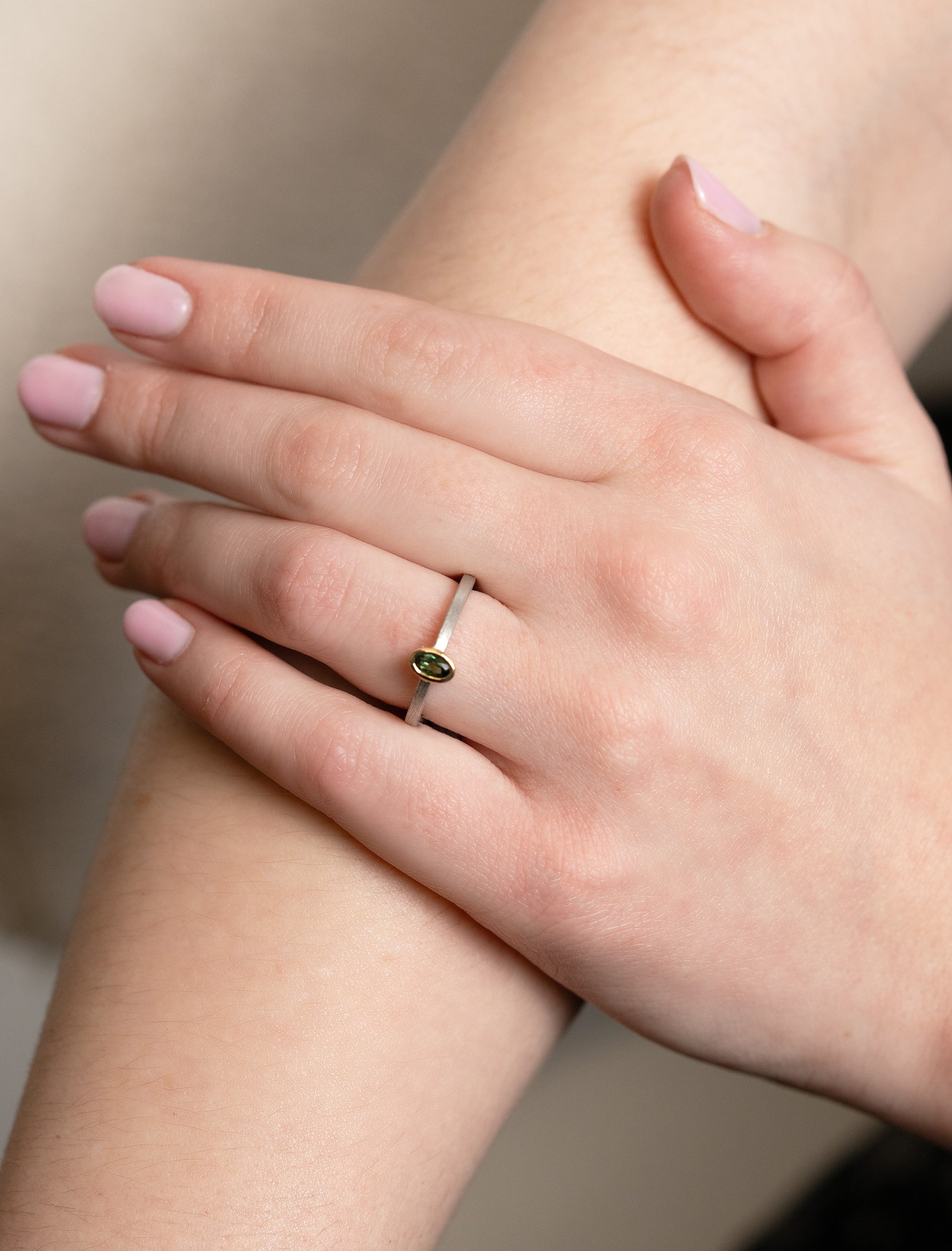 Dainty Tourmaline Bezel-Set Gemstone Ring - Skeie's Jewelers