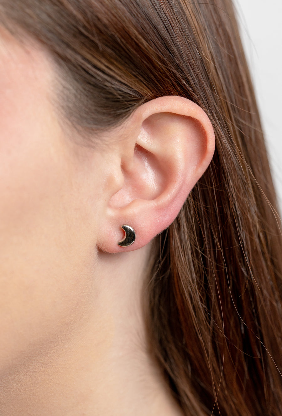 Sterling Silver Crescent Moon Stud Earrings by Carla | Nancy B. - Skeie's Jewelers