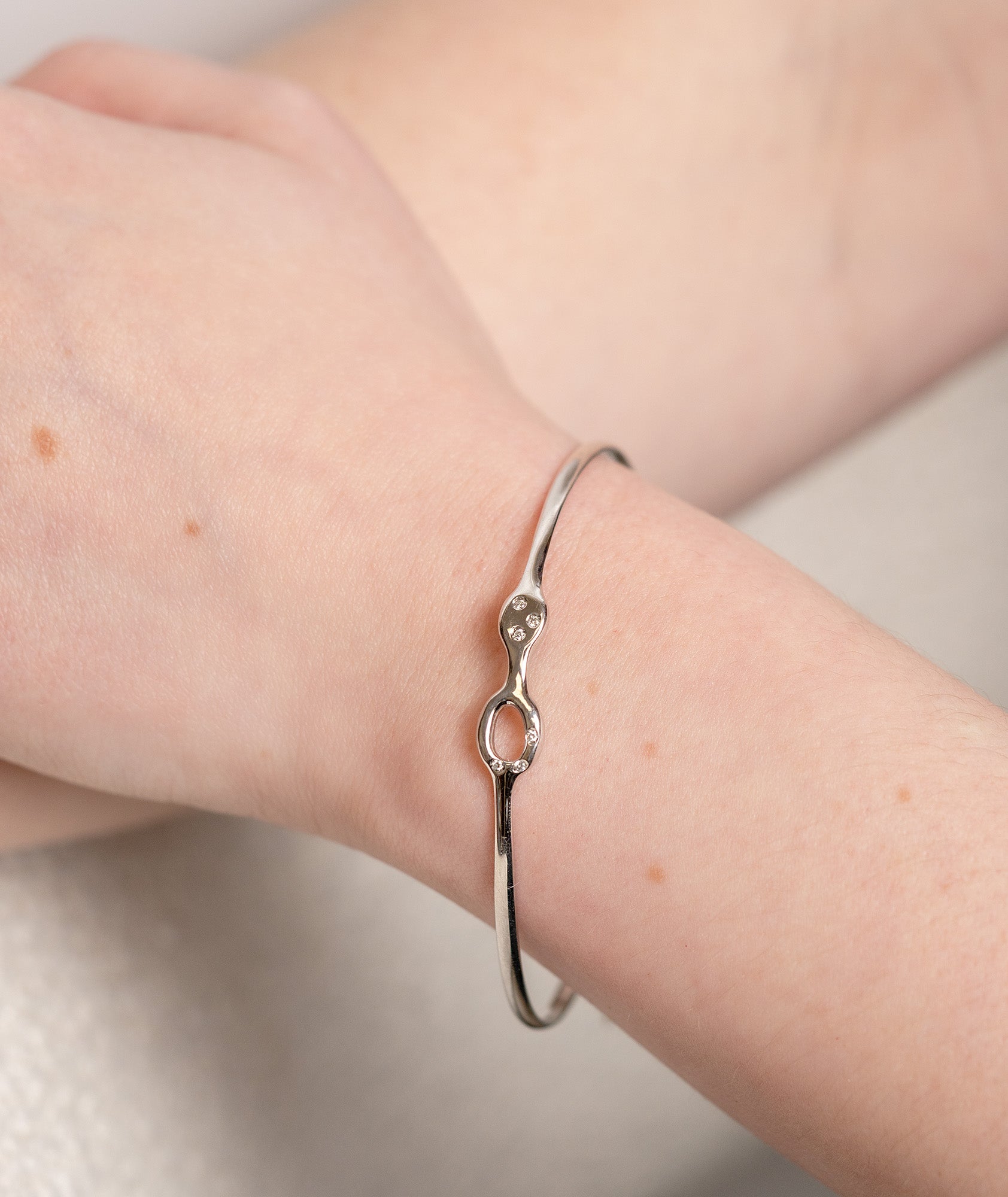 Sterling Silver Diamond Bangle Bracelet - Skeie's Jewelers