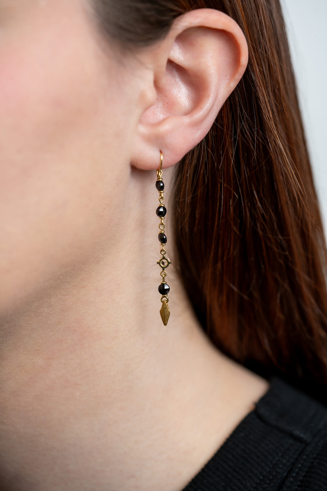 Rosecut Diamond & Black Spinel Dangle Drop Earrings - Skeie's Jewelers