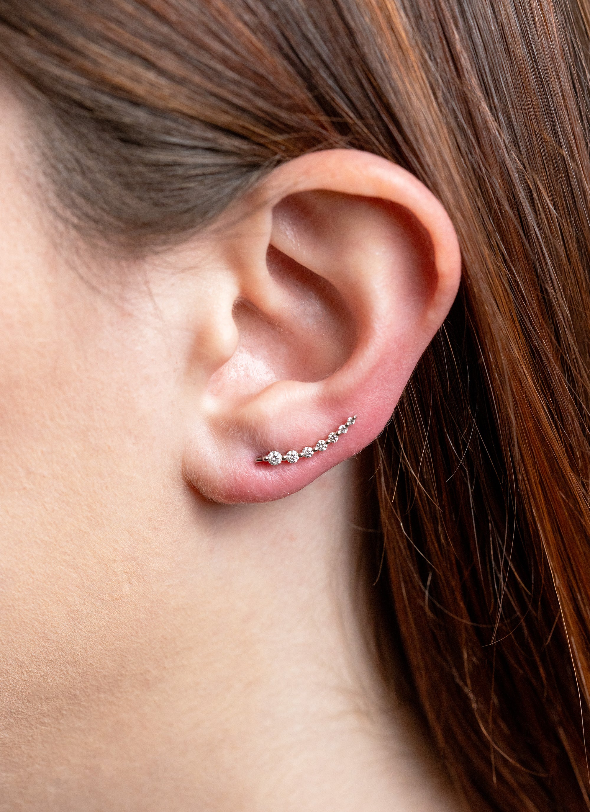 Forevermark 18K Diamond Graduated Climber Earrings - Skeie's Jewelers