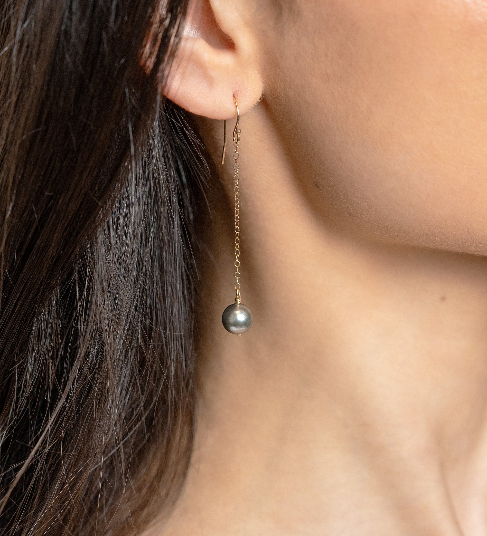 Tahitian Pearl Drop Earrings in Yellow Gold - Skeie's Jewelers