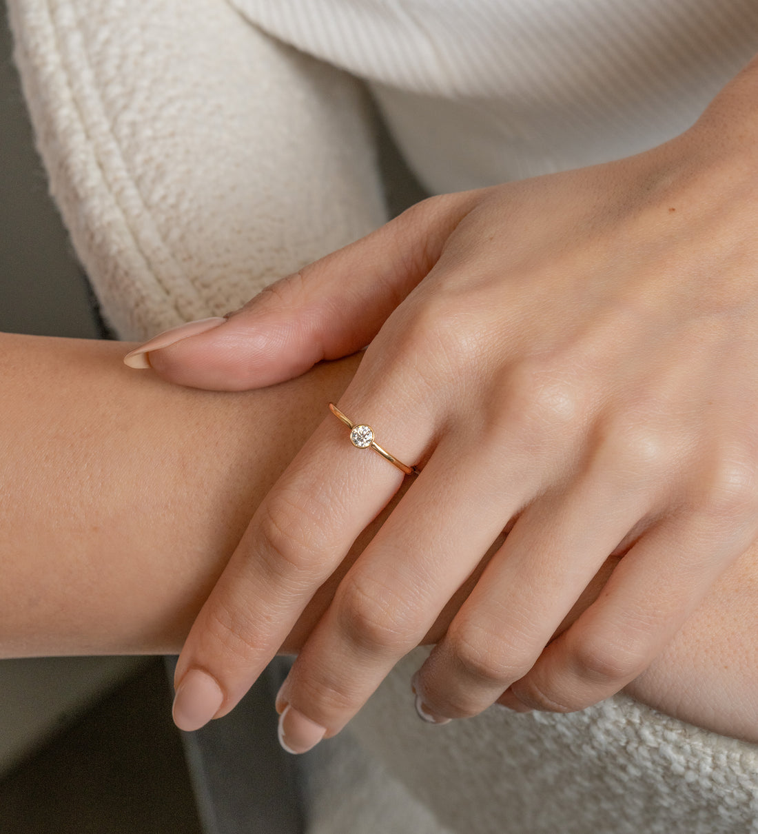 Jade Trau Rose Gold Diamond Bezel Ring - Skeie's Jewelers