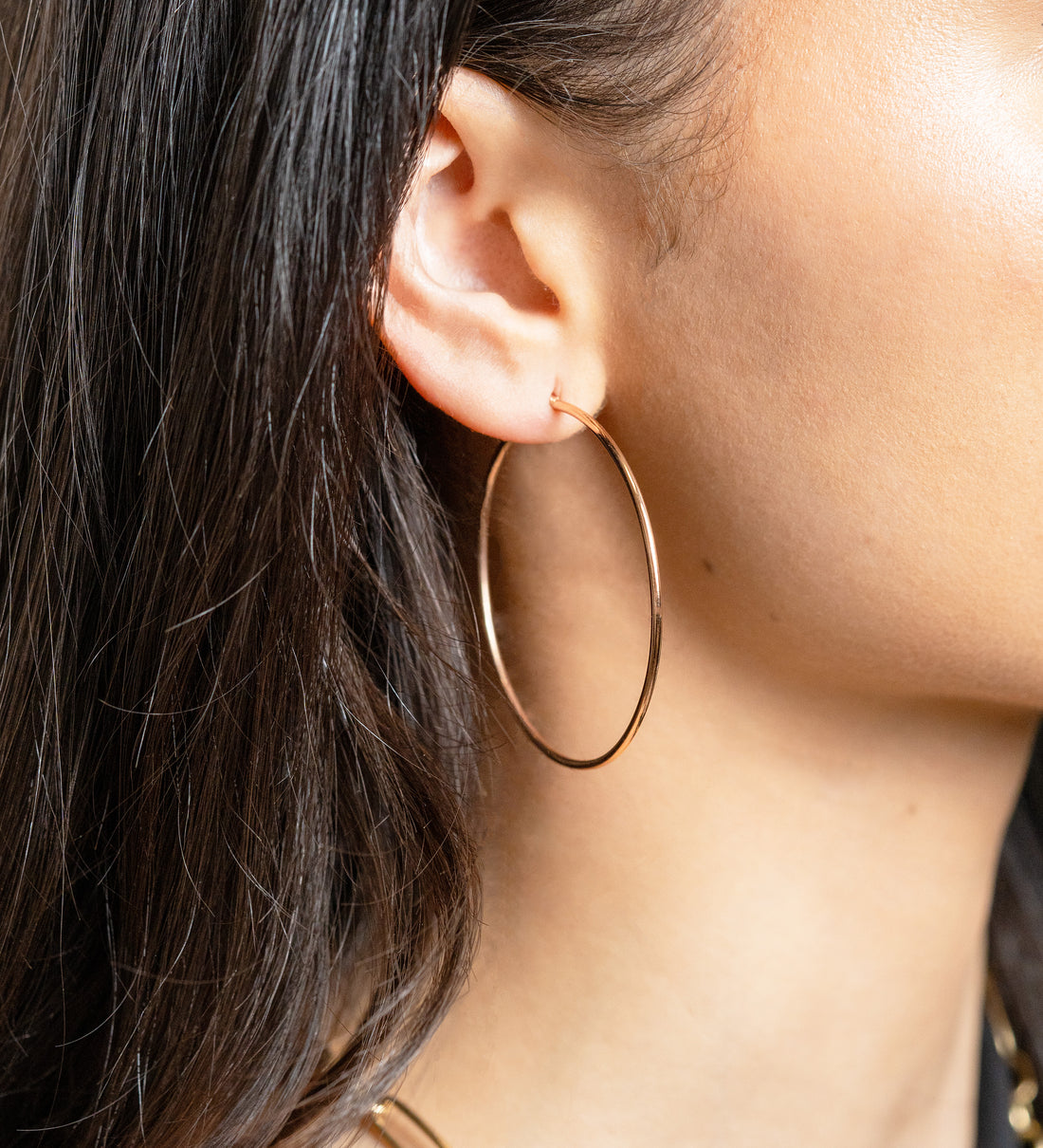 Rose Gold Skinny Hoops - Skeie's Jewelers