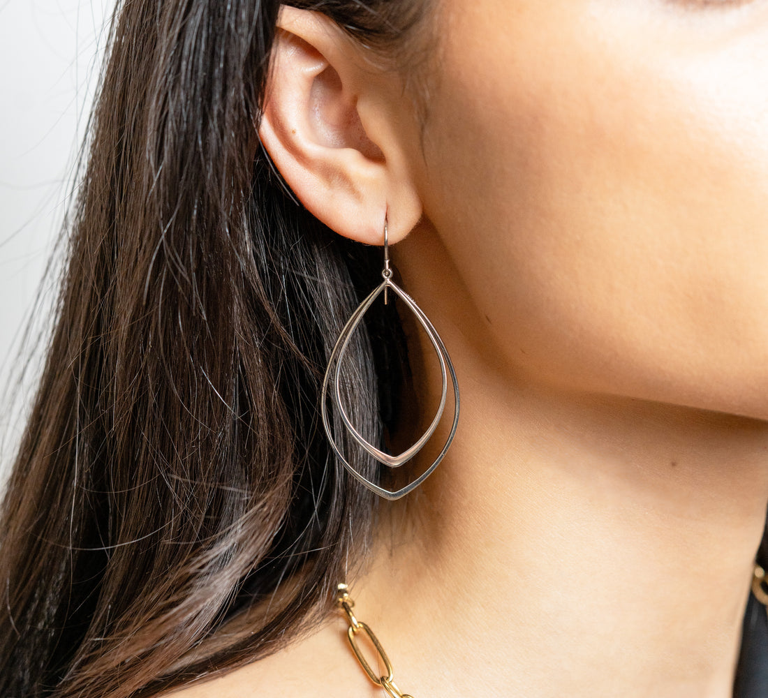 Sterling Silver Double Pointed Drop Earrings by Carla | Nancy B. - Skeie's Jewelers