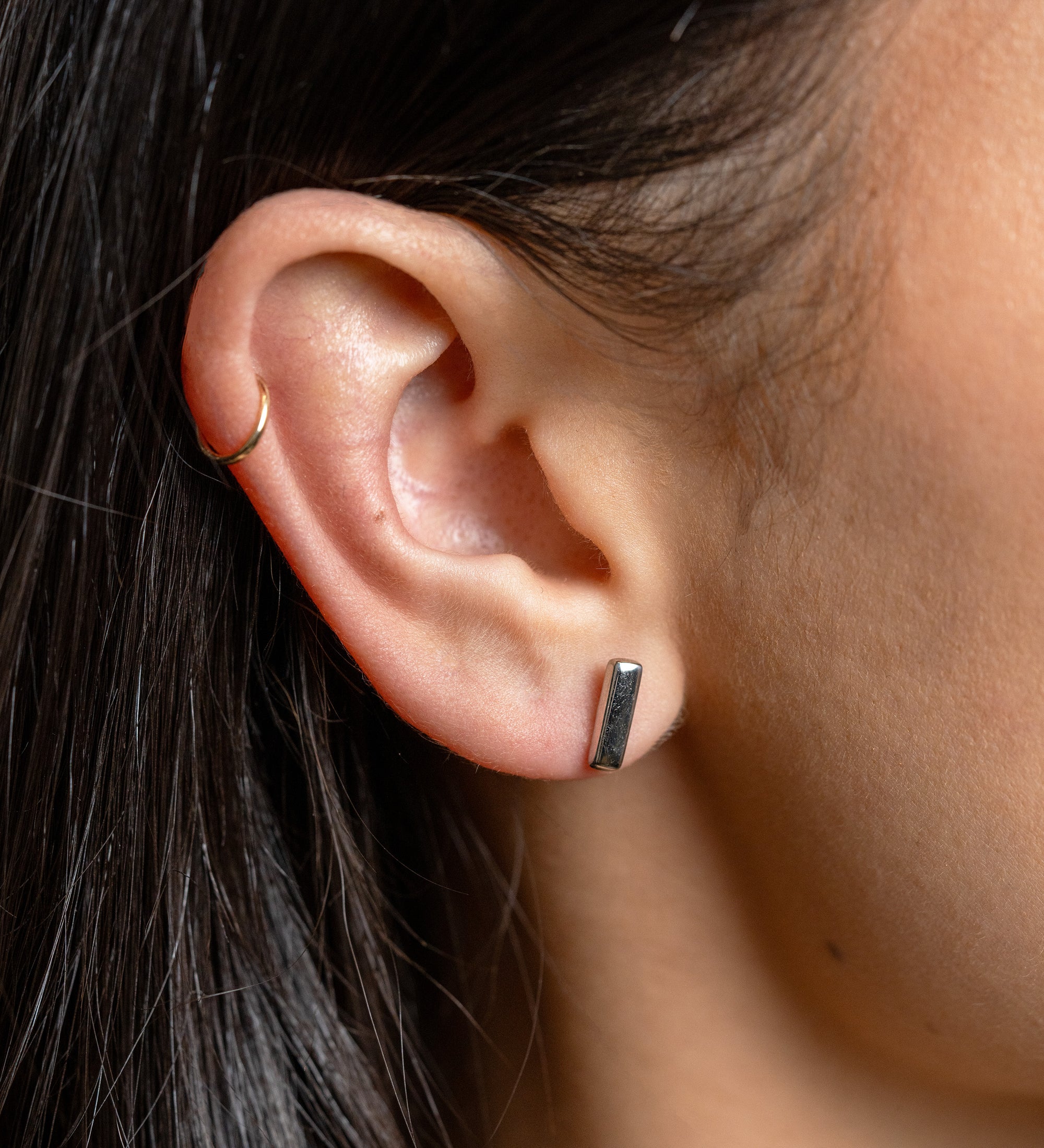 White Gold Bar Stud Earrings by Carla | Nancy B. - Skeie's Jewelers