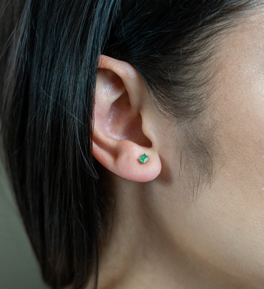 Zoe Chicco 14K Yellow Gold Emerald Cut Emerald Stud Earrings - Skeie's Jewelers