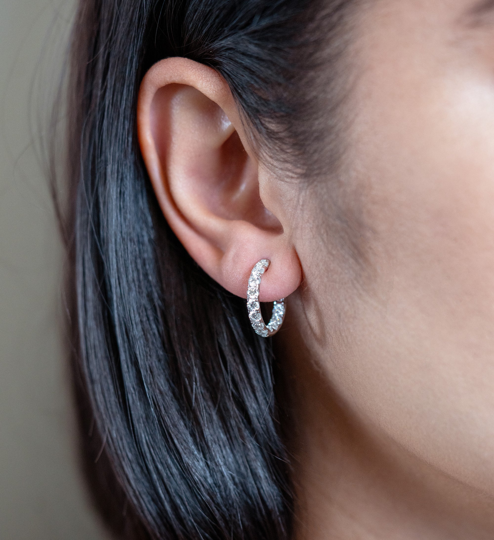 Lever-back 18kt Inside Out Diamond Hoops - Skeie's Jewelers