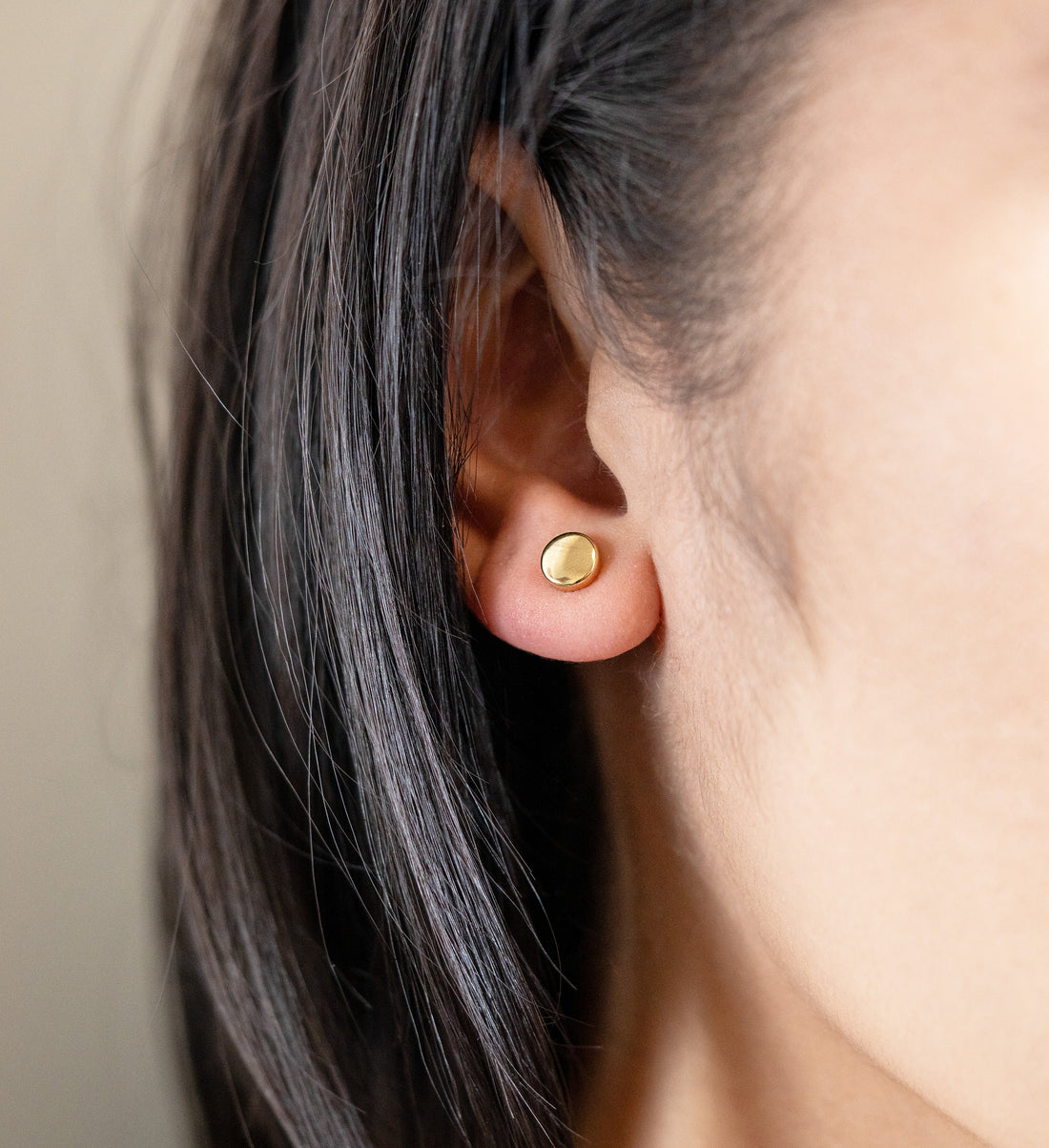 Yellow Gold Flat Round Stud Earrings by Carla | Nancy B. - Skeie's Jewelers