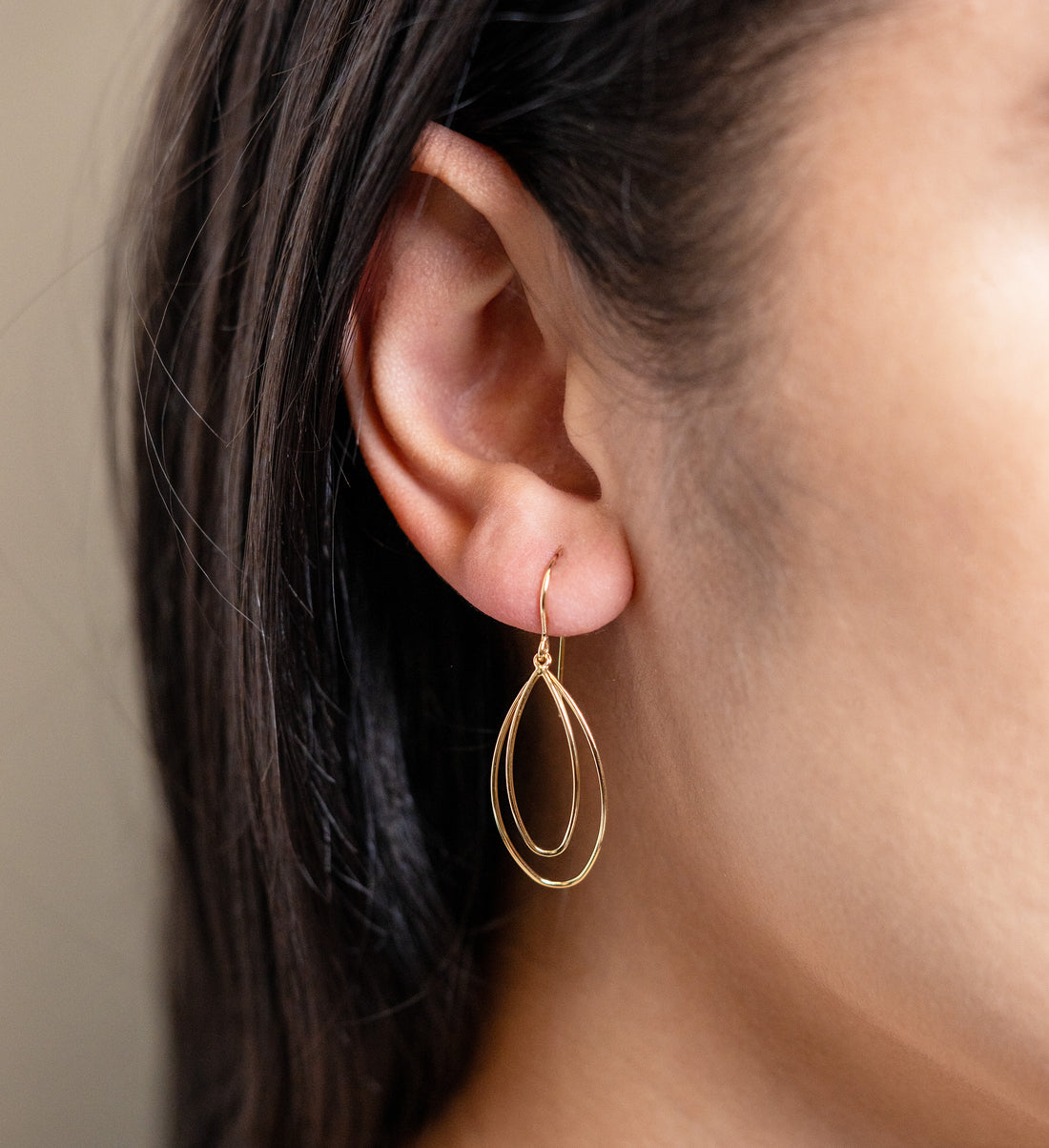 Yellow Gold Double Teardrop Dangle Earrings - Skeie's Jewelers