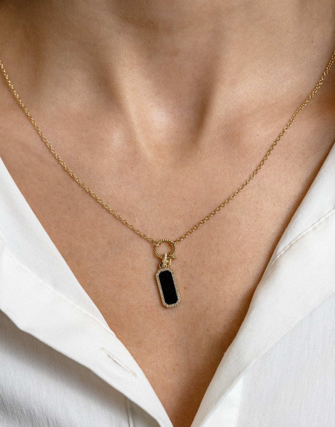 Black Onyx Dog Tag Necklace