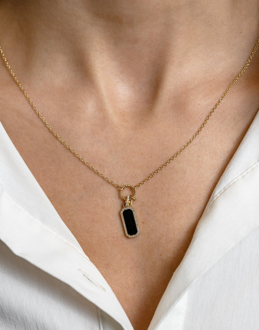 Black Onyx Dog Tag Necklace