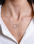 Gabriel & Co. Sterling Silver Double Circle Diamond Pendant Necklace - Skeie's Jewelers