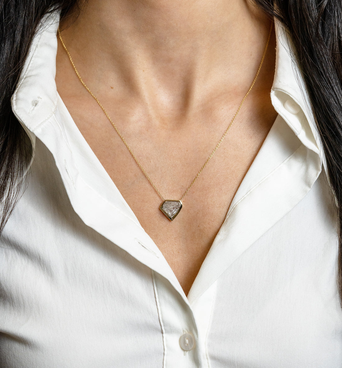 Raw Diamond Necklace Pendant