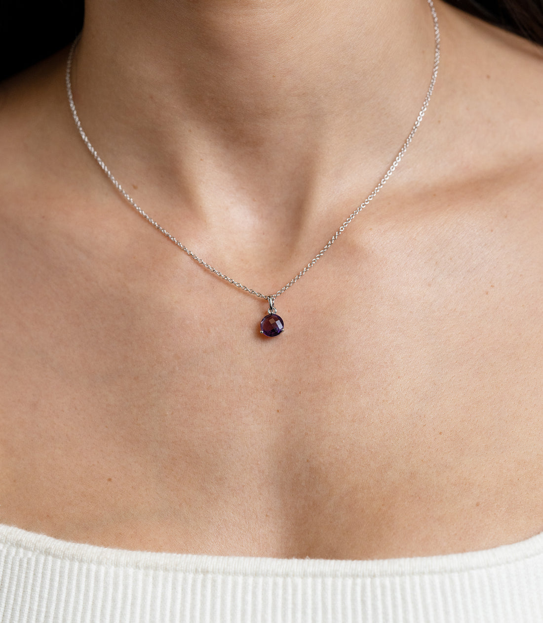 Amethyst Solitaire Pendant Necklace