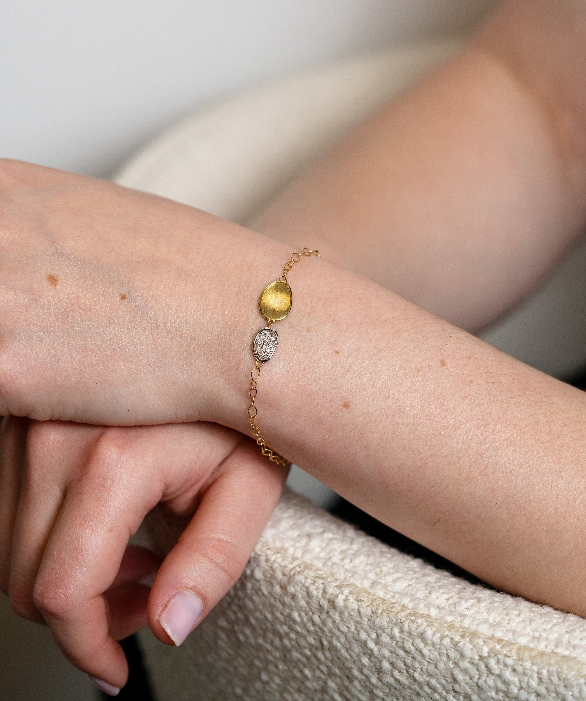 Marco Bicego® 'Lunaria' Yellow Gold Diamond Double Leaf Bracelet - Skeie's Jewelers