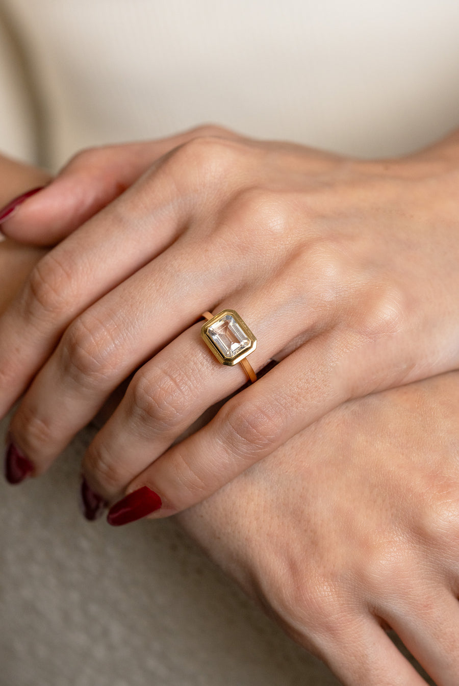 Quartz Emerald-Cut Ring