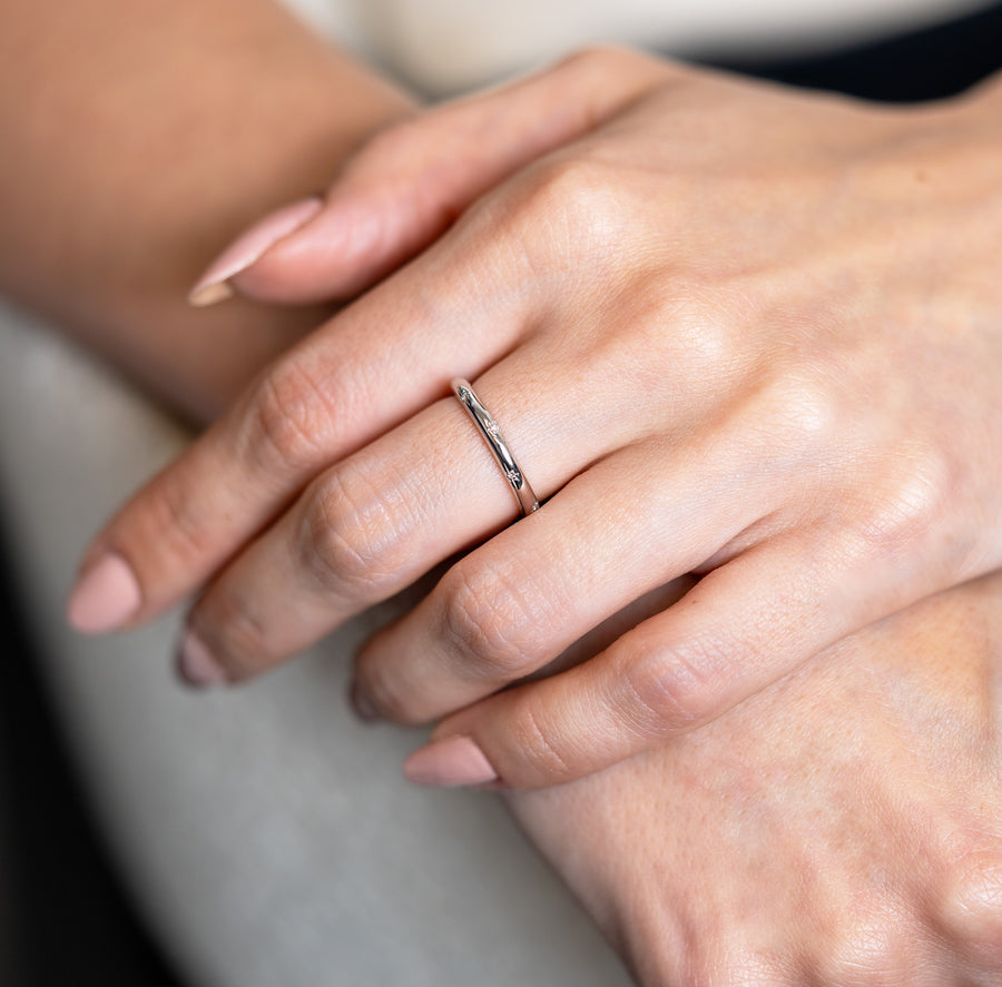 'Celestial" Diamond Accented Wedding Band