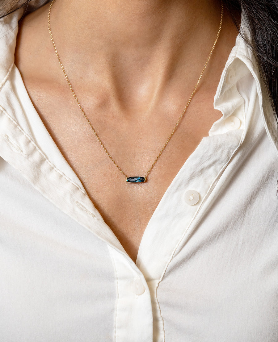 Elongated Cushion London Blue Topaz Pendant Necklace