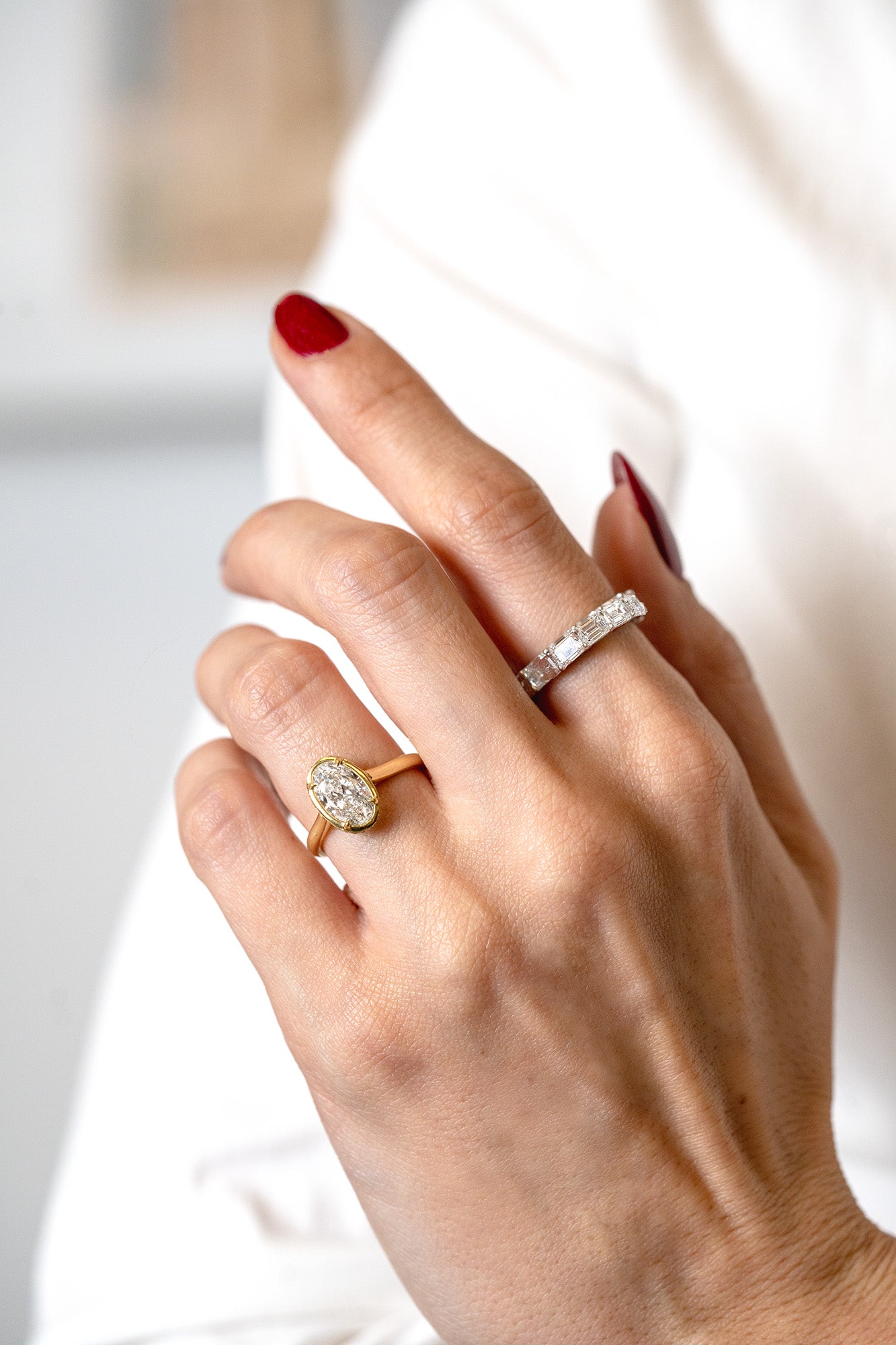 Rahaminov Platinum Emerald Cut Diamond Eternity Band Ring - Skeie's Jewelers