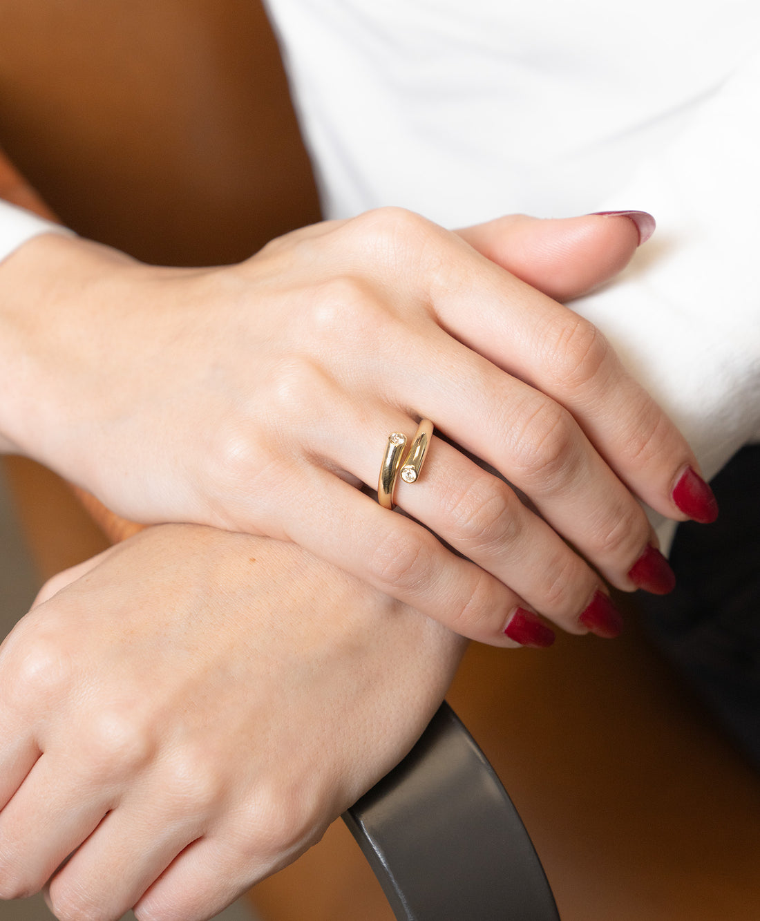 Yellow Gold Diamond Bypass Fashion Ring