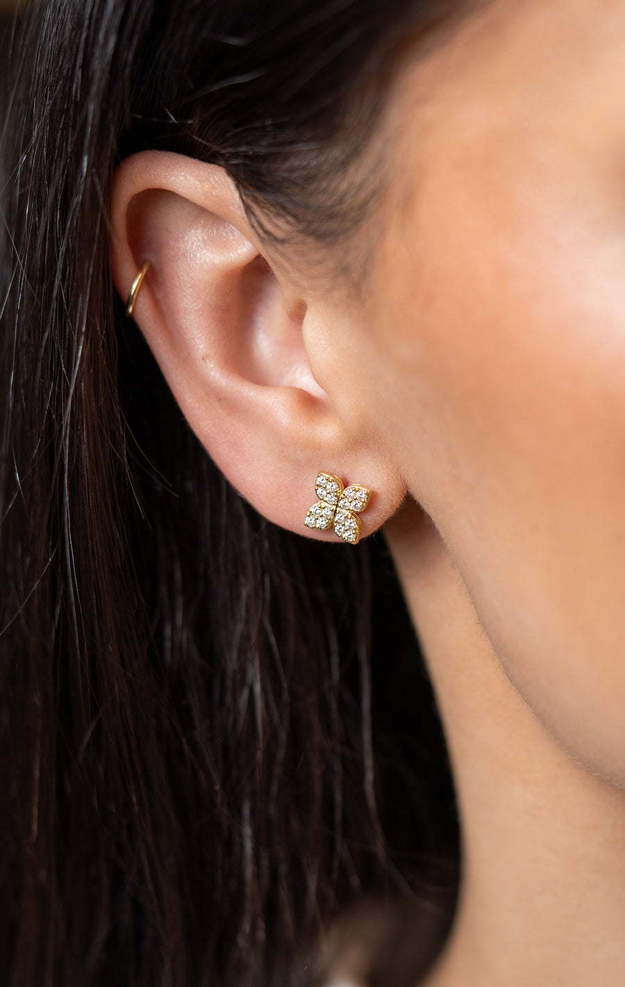 Roberto Coin Love In Verona Diamond Flower Stud Earrings