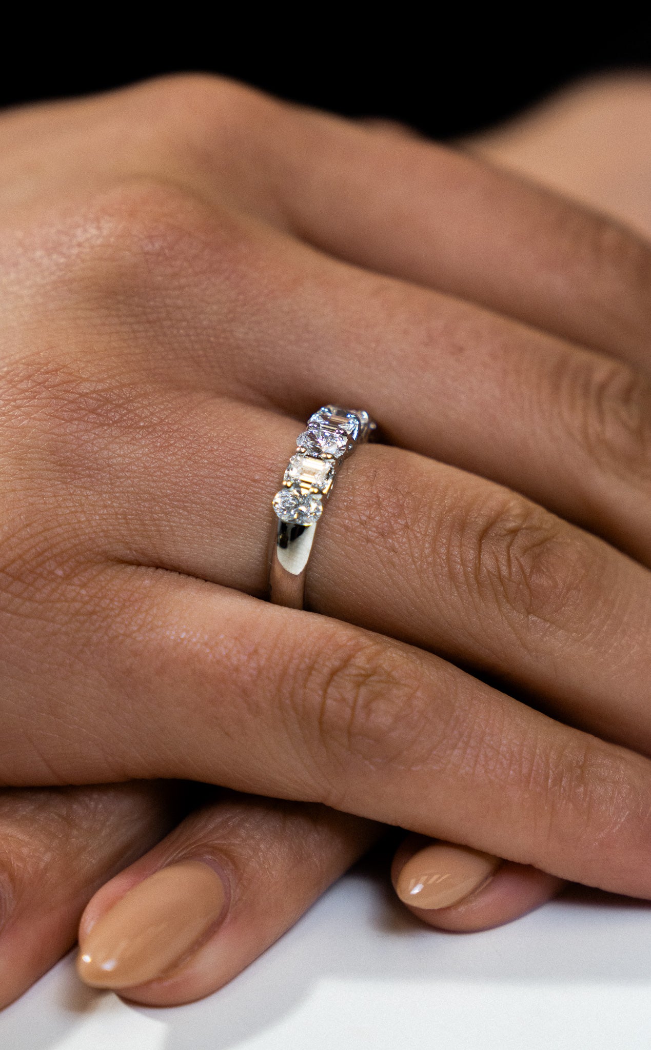 Oval & Emerald Diamond Band - Skeie's Jewelers