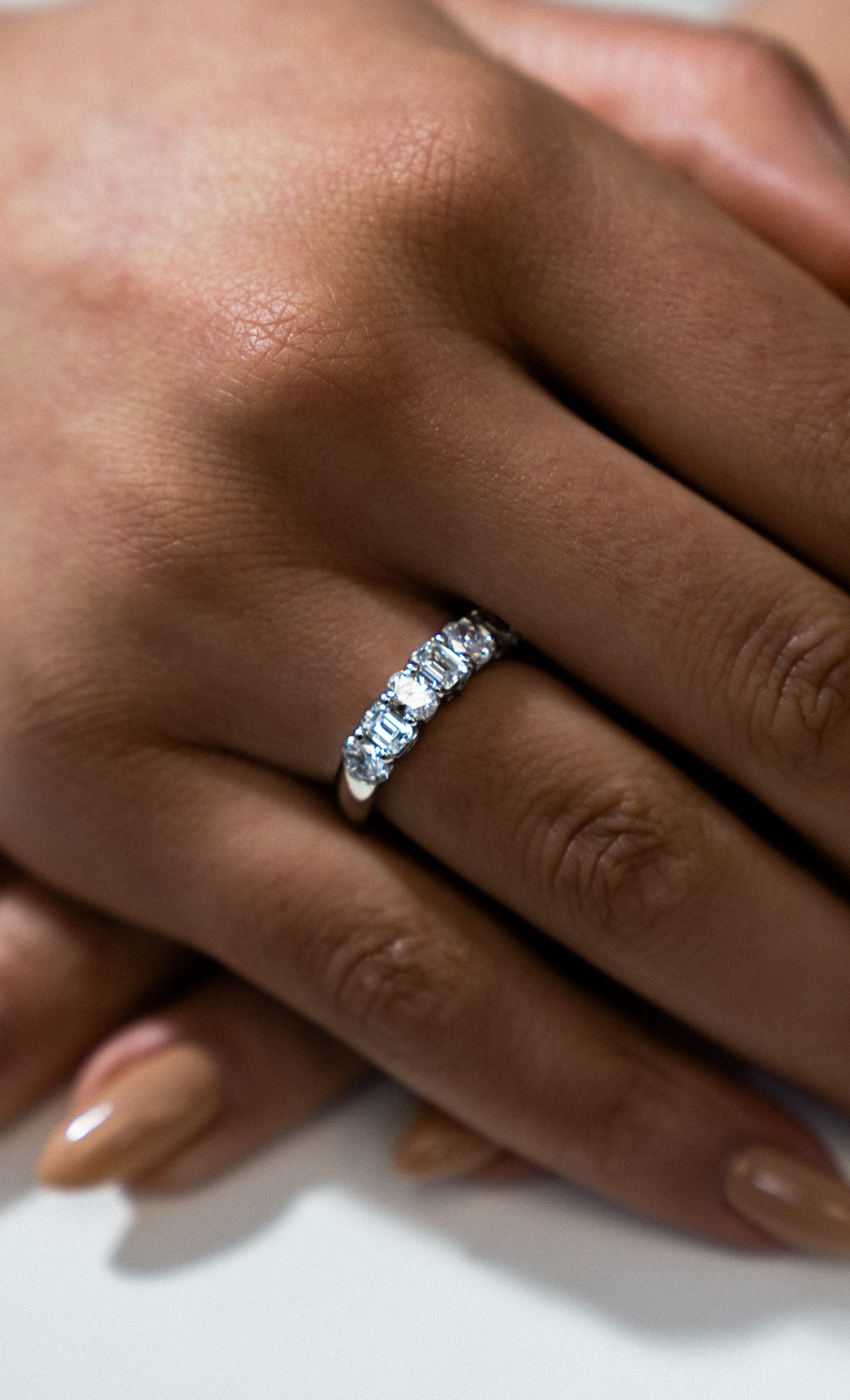 Oval & Emerald Diamond Band - Skeie's Jewelers