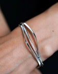 Marco Bicego 18k White Gold 3-Strand Bangle with Diamond Bar - Skeie's Jewelers