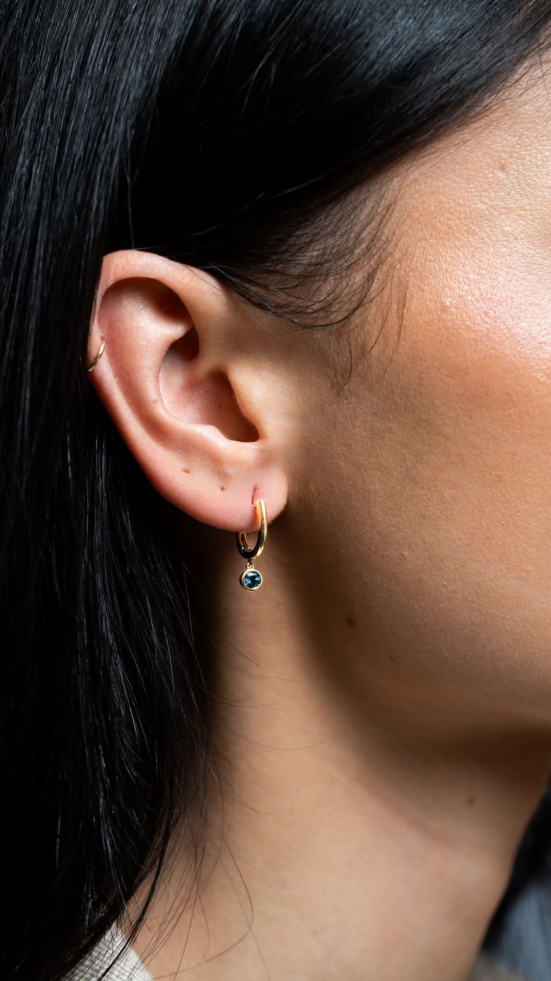 London Blue Topaz Huggie Earrings - Skeie's Jewelers