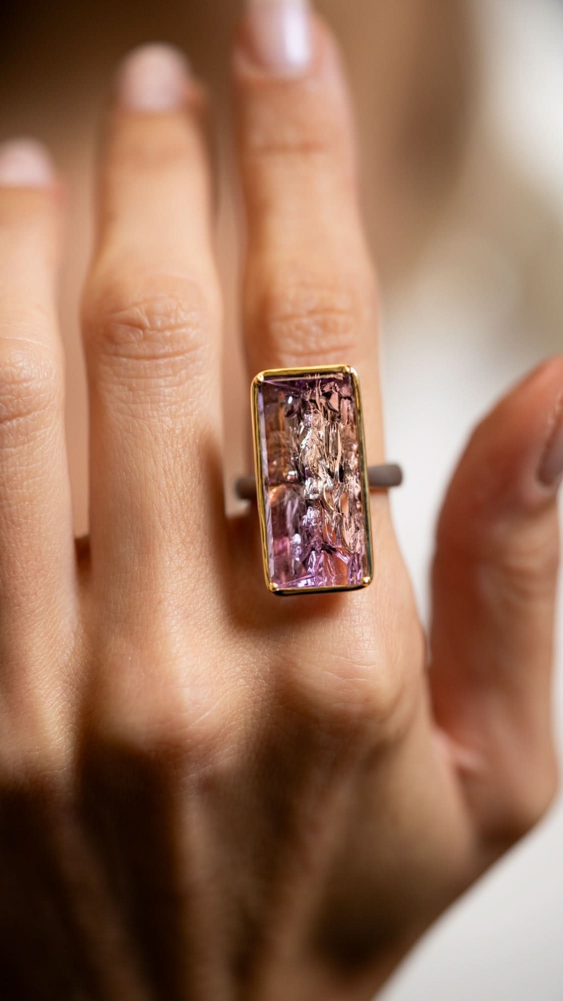 Mirror Cut Amethyst Gem Drop Ring - Skeie's Jewelers