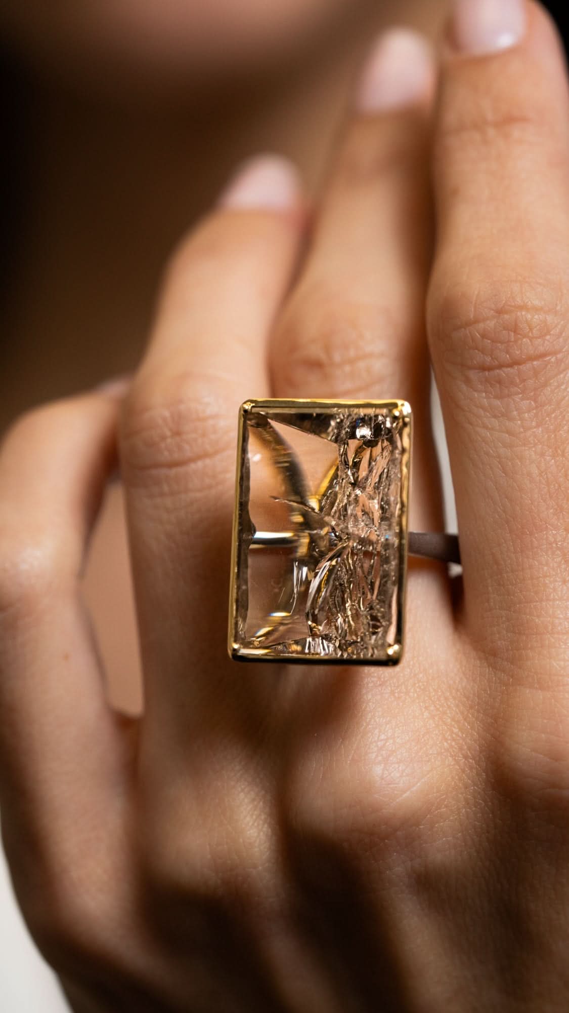 Mirror Cut Smoky Quartz Gem Drop Ring - Skeie's Jewelers