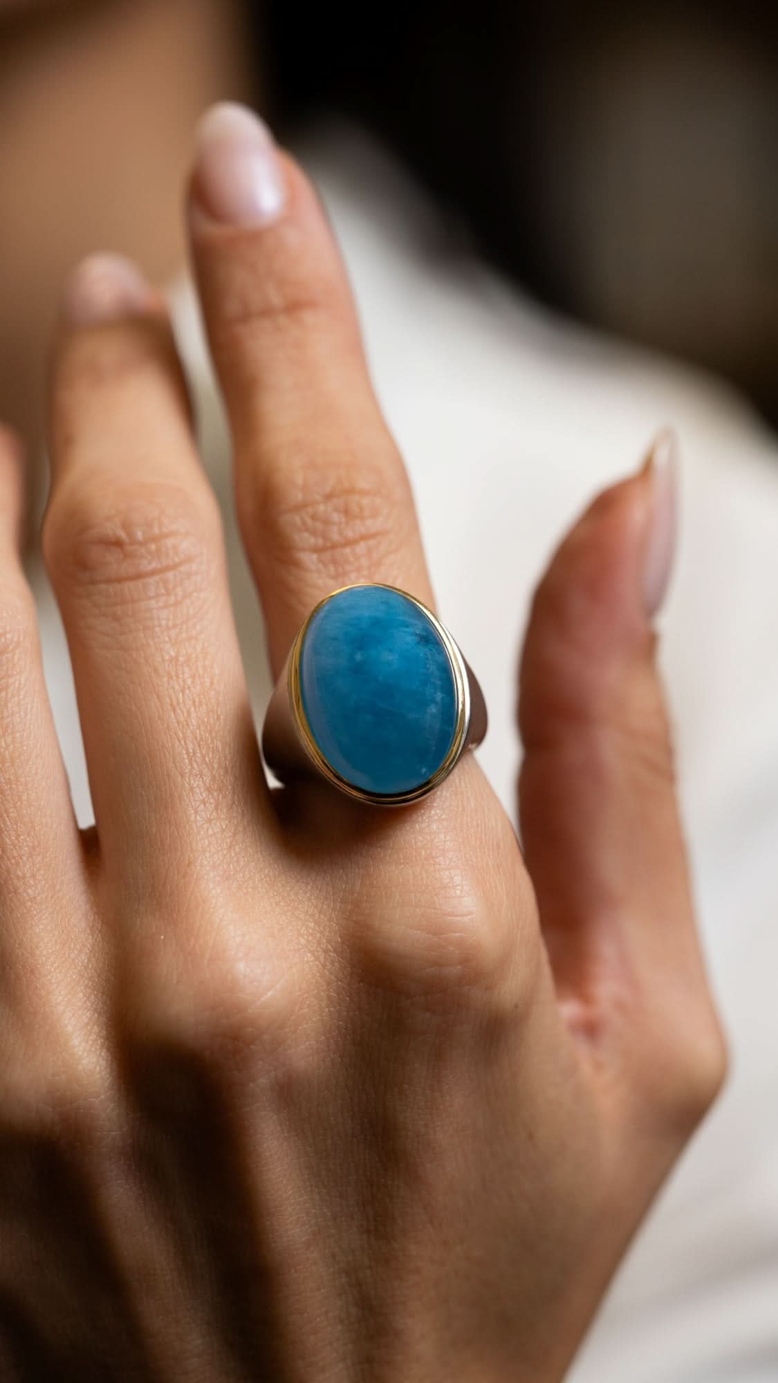 Aquamarine Gem Drop Signet Ring - Skeie's Jewelers