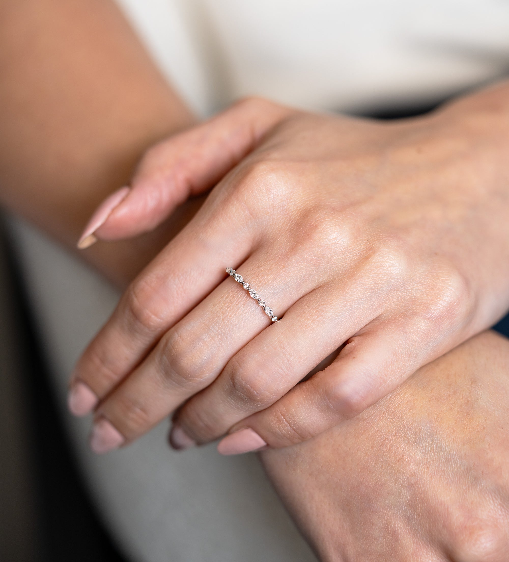 Dainty Marquise and Round Diamond Band - Skeie's Jewelers