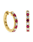 Ruby and Diamond Huggie Hoops - Skeie's Jewelers