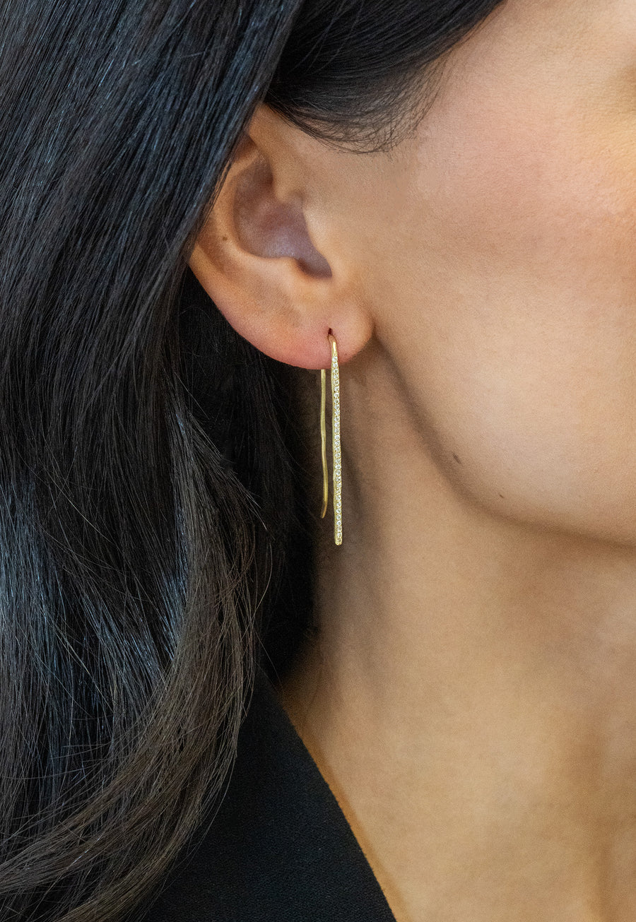 Diamond-Accented Gold Threader Earrings