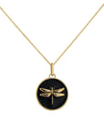14k gold dragonfly medallion pendant necklace