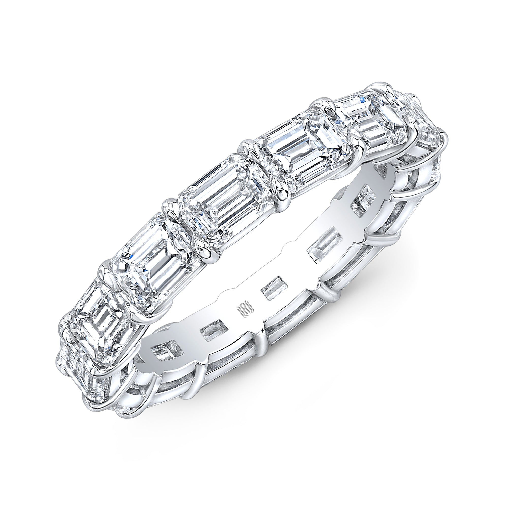 Rahaminov Platinum Emerald-Cut Diamond Eternity Ring - Skeie's Jewelers