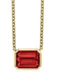 Yellow Gold Emerald Cut Garnet Pendant Necklace - Skeie's Jewelers
