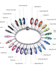 Color wheel with labeled colors on a white background