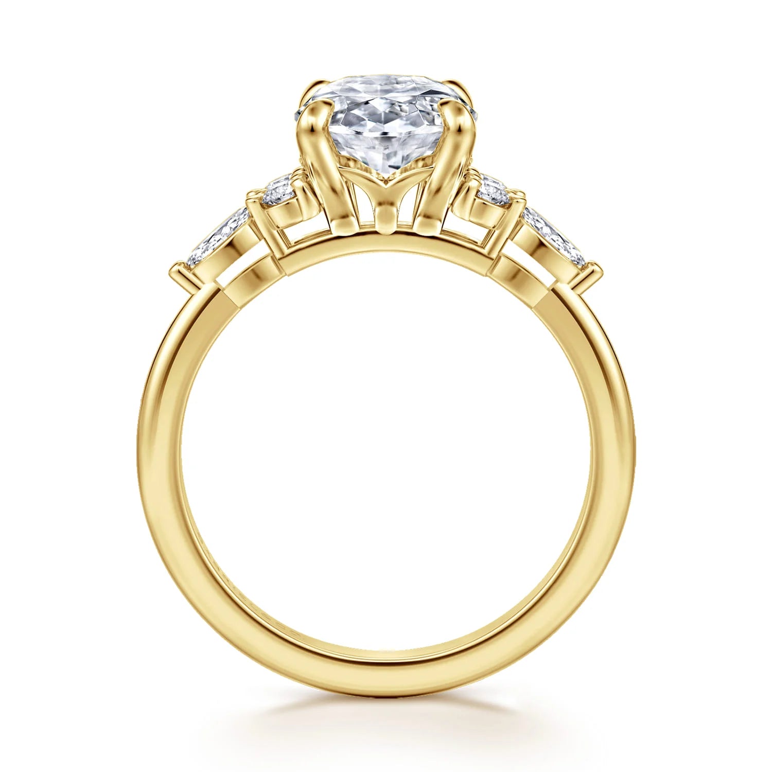 Gabriel & Co. 14K Yellow Gold Oval Diamond Cluster Engagement Ring - Skeie's Jewelers